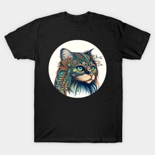 Colorful Cat Hippy Lover - Lady Cat BoHo T-Shirt